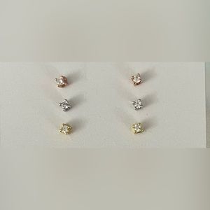NEW- Sterling Silver Tri Color Stud Pack (3 pack)